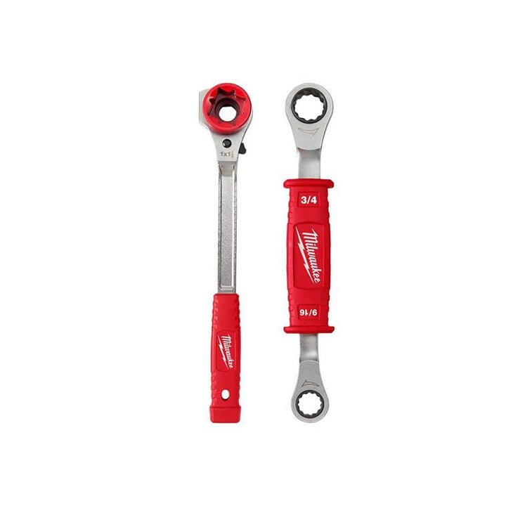 Milwaukee Lineman's High Leverage Ratcheting Wrench with Smooth Face & 2-in-1 Insulated Ratcheting Box Wrench (2-Piece)