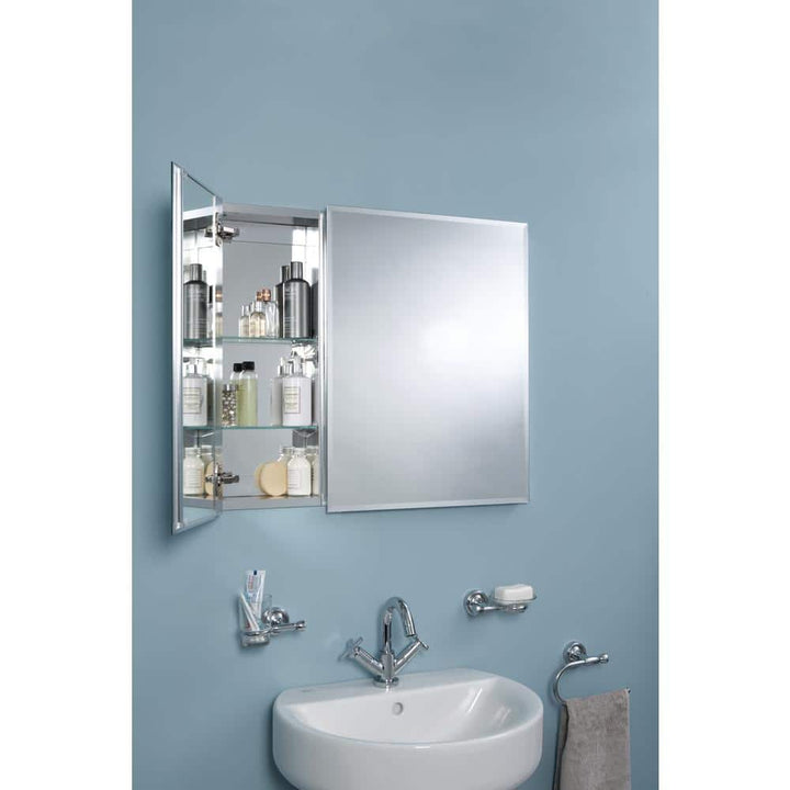 Croydex 30 in. W x 25.25 in. H x 5-1/4 in. D Frameless Aluminum Recessed or Surface-Mount Medicine Cabinet with Easy Hang System