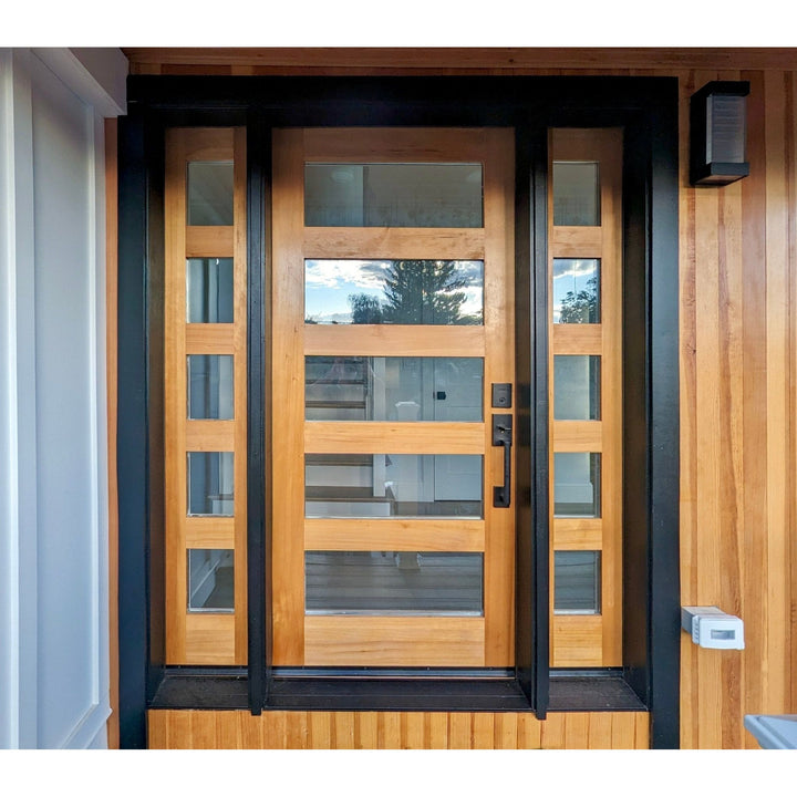 Krosswood Doors 36 in. x 80 in. Contemporary Hemlock 5-Lite Clear Glass Unfinished Wood Front Door Slab
