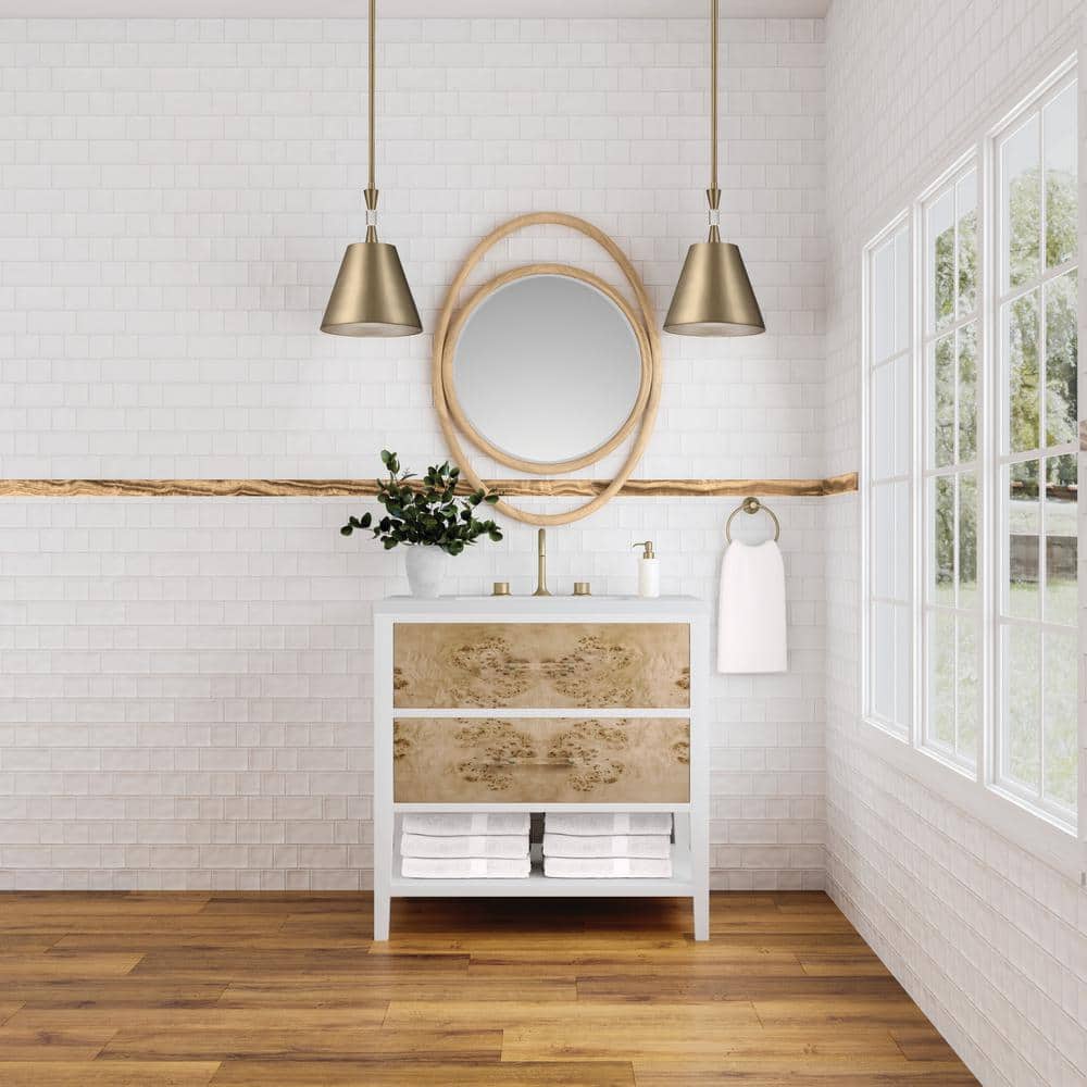 James Martin Vanities Esca 28" x 38" Natural Framed Vanity Mirror