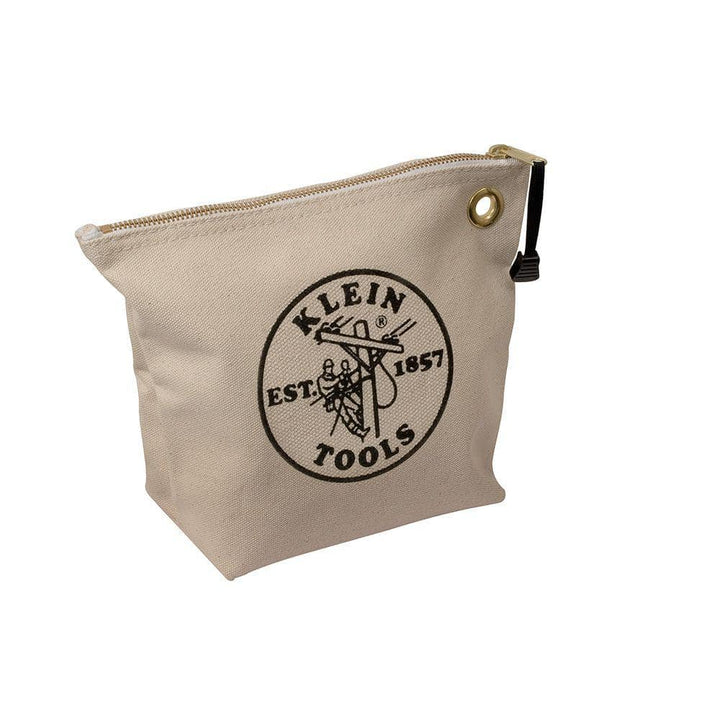 Klein Tools 5539NAT 10 in. Natural Canvas Zipper Bag with Brass Grommet