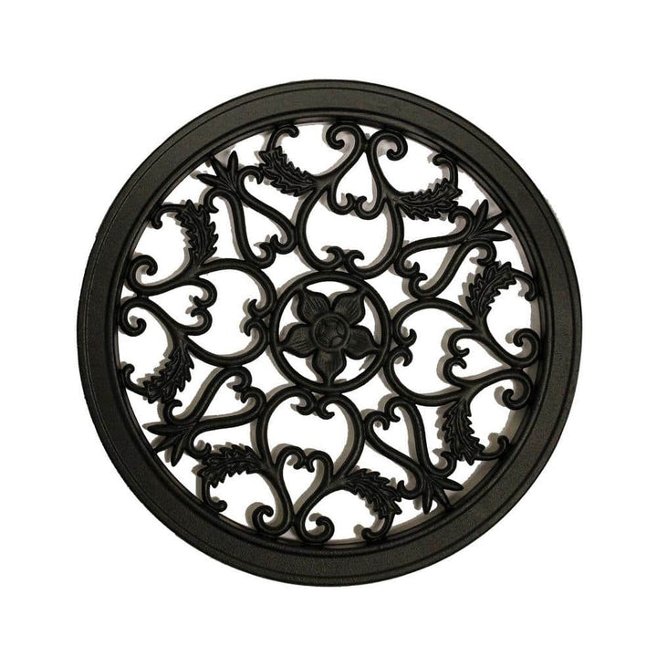 NUVO IRON 15 in. Diameter Black Cast Aluminum Round Insert for Wooden Gate or Fence