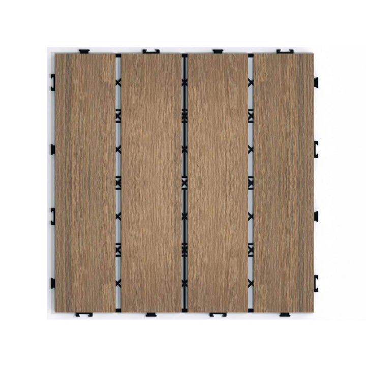 Tidoin Outdoor 1 ft. x 1 ft. Composite Deck Tile in Oak(22 Per Box)