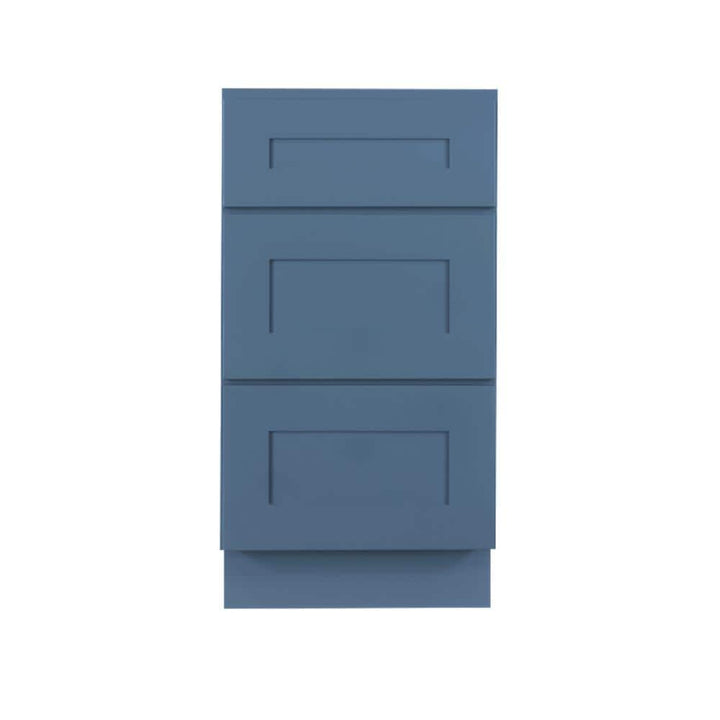 LIFEART CABINETRY Lancaster Blue Plywood Shaker Stock Assembled 3-Drawer Base Kitchen Cabinet 21 in. W x 34.5 in. D H x 24 in. D