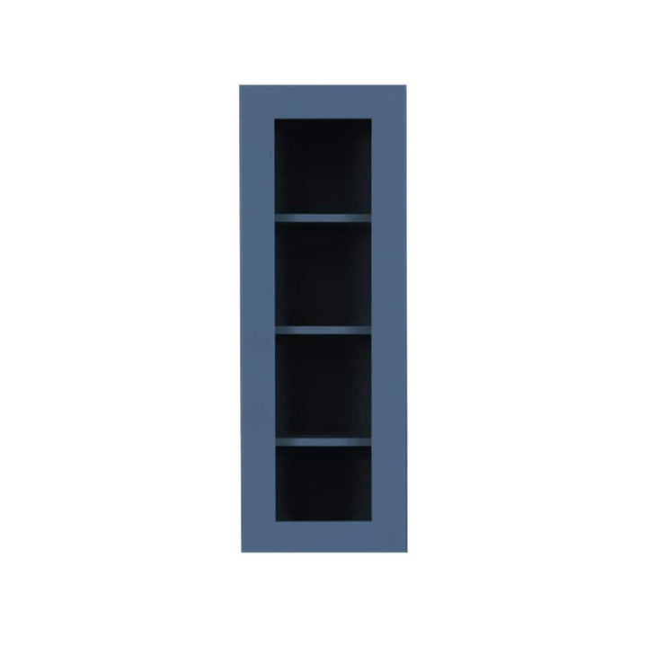 LIFEART CABINETRY Lancaster Blue Plywood Shaker Stock Assembled Wall Glass-Door Kitchen Cabinet 12 in. W x 12 in. D x 42 in. H