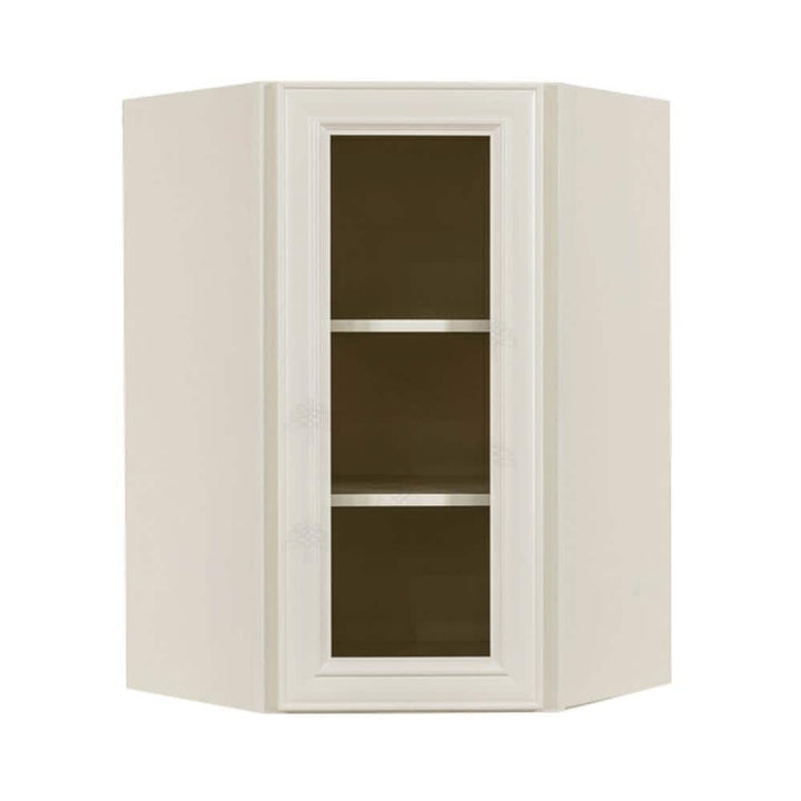 LIFEART CABINETRY Princeton Assembled 24 in. x 36 in. x 15 in. Wall Diagonal Mullion Door Cabinet with 1-Door 2-Shelves in Off-White