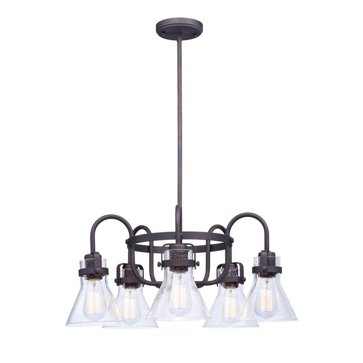 Maxim Lighting Seafarer 23.75 in. W 5-Light Oil Rubbed Bronze Chandelier with Seedy Glass Shades