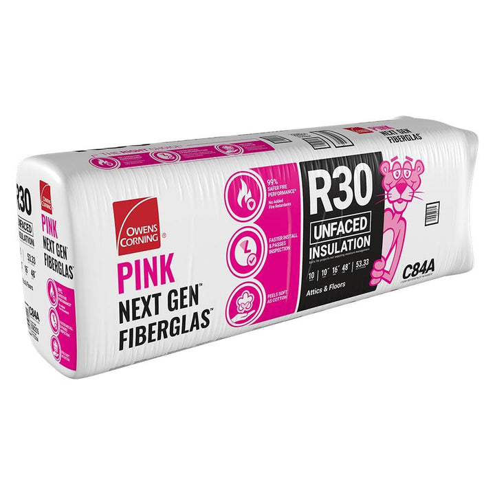Owens Corning R-30 Unfaced Fiberglass Insulation Batts, 10 in. x 16 in. x 48 in (Bag)