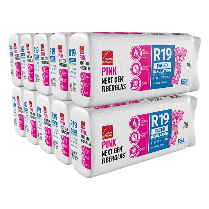 Owens Corning R-19 Kraft Faced Fiberglass Insulation Batts, 6.25 in. x 23 in. x 93 in. (E54)