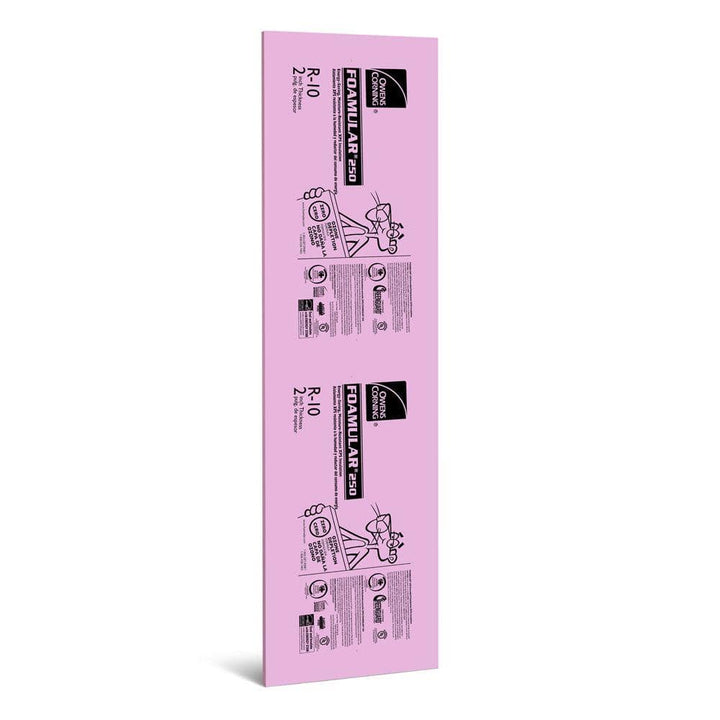 Owens Corning FOAMULAR 250 R-10 (25 PSI) Extruded Polystyrene Foam Board Insulation, 2 in. x 2 ft. x 8 ft, Square Edge