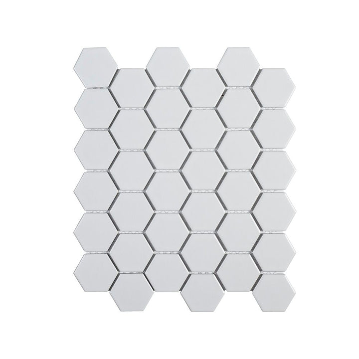 Jeffrey Court Callalily White 12.375 in. x 10.875 in. x 6 mm Hexagon Matte Porcelain Floor and Wall Mosaic Tile