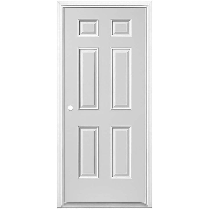 Masonite 32 in. x 80 in. Utility 6-Panel Right-Hand Inswing Primed Steel Prehung Front Exterior Door with Brickmold