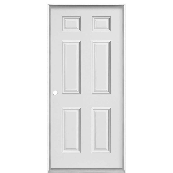 Masonite Utility 6-Panel Primed Steel Prehung Front Door, No Brickmold, Right-Hand Inswing, 32 in. x 80 in.
