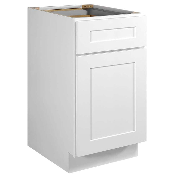 Design House Brookings Solid Wood Assembled Shaker 18 in. x 34.5 in. x 24 in. 1 Door 1 Drawer Base Kitchen Cabinet B18 in White