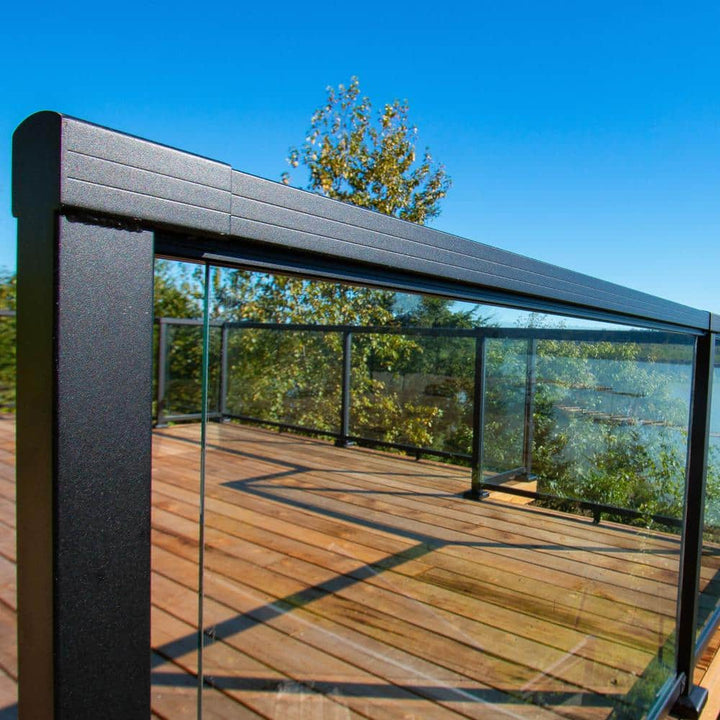 Peak Aluminum Railing 36 in. H x 66 in. W Clear Aluminum Deck Railing Tempered Glass Panel
