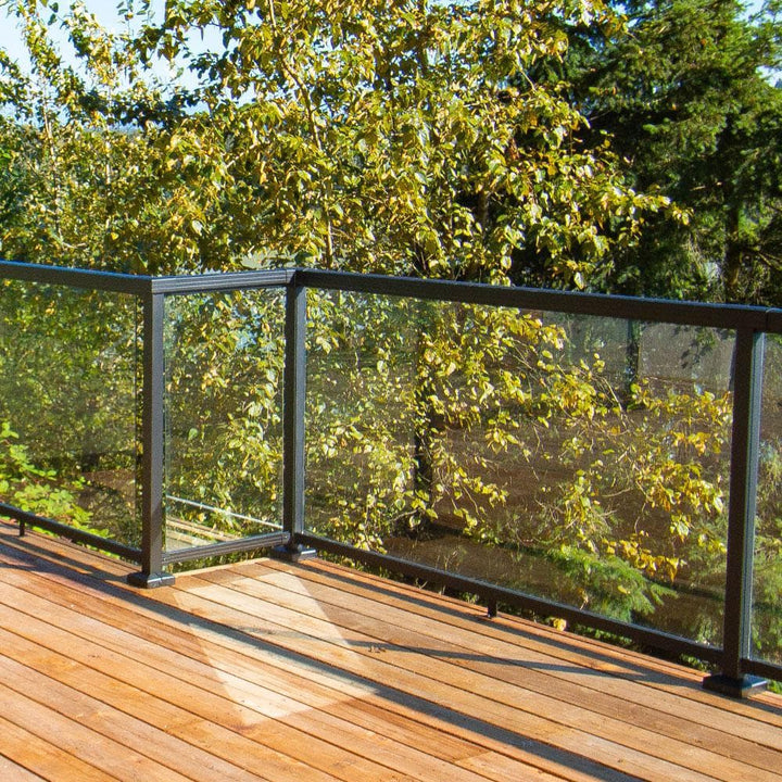 Peak Aluminum Railing 42 in. H x 18 in. W Aluminum Deck Railing Clear Tempered Glass Panel