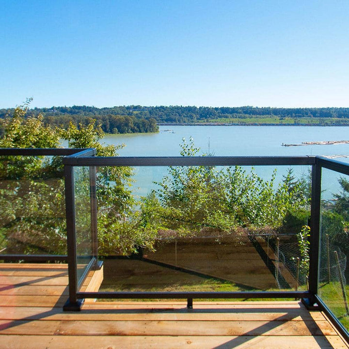 Peak Aluminum Railing 42 in. H x 42 in. W Aluminum Deck Railing Tempered Clear Glass Panel