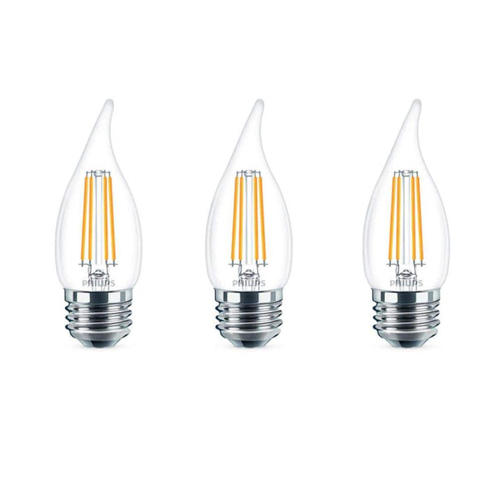Philips 40-Watt Equivalent B11 Dimmable Edison LED Candle Light Bulb, Glass Bent Tip, Medium Base, Daylight (5000K), 6-Pack