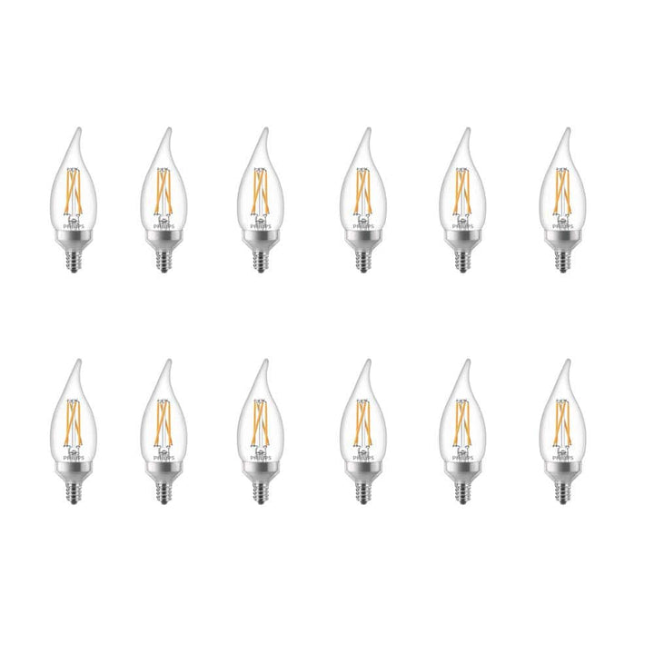 Philips 40-Watt Equivalent B11 Dimmable Warm Glow Bent Tip E12 Candle LED Light Bulb, Soft White 2700K (12-Pack)