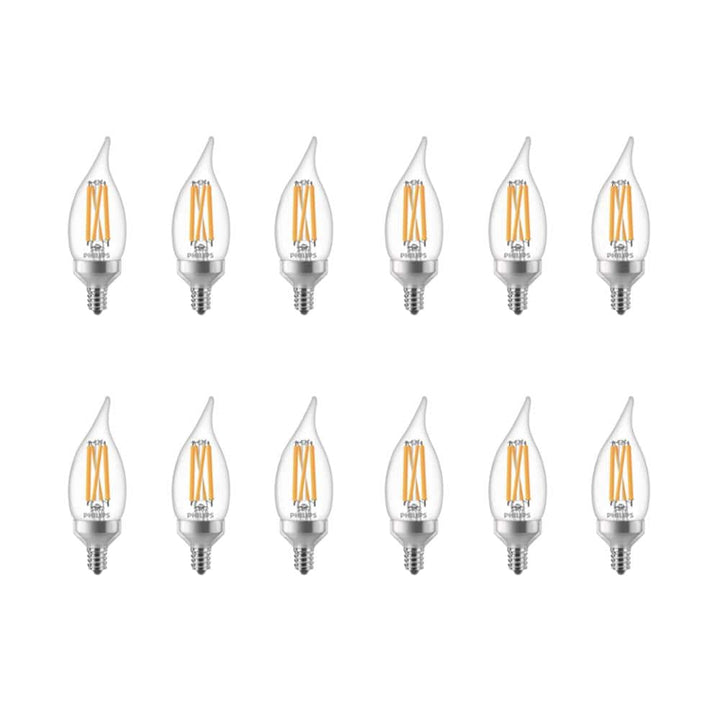 Philips 75-Watt Equivalent BA11 Dimmable Warm Glow LED Candle Light Bulbs, Bent Tip, E12 Base, Soft White 2700K (3-Pack)