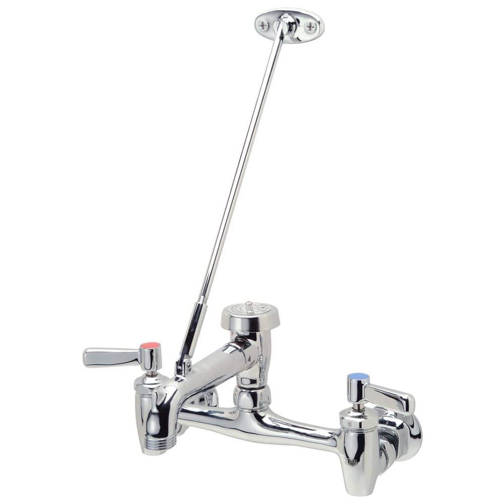 Zurn AquaSpec Wall-Mount Service Sink Faucet -Vacuum-Breaker Spout, Pail Hook, Wall Brace, and Metal Lever Handles, Chrome