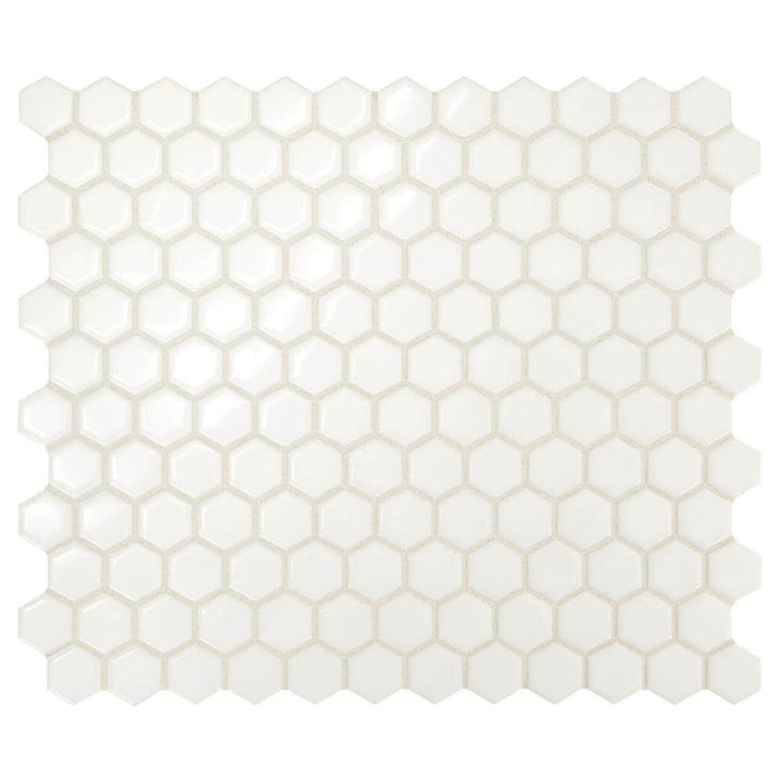 Daltile Premier Accents Powder White Hexagon 10 in. x 12 in. x 4 mm Porcelain Mosaic Floor and Wall Tile (0.84 sq. ft. / piece)