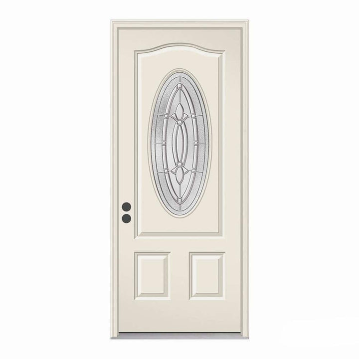 36 in. x 80 in. 3/4 Oval Lite Blakely Primed Steel Prehung Right-Hand Inswing Front Door