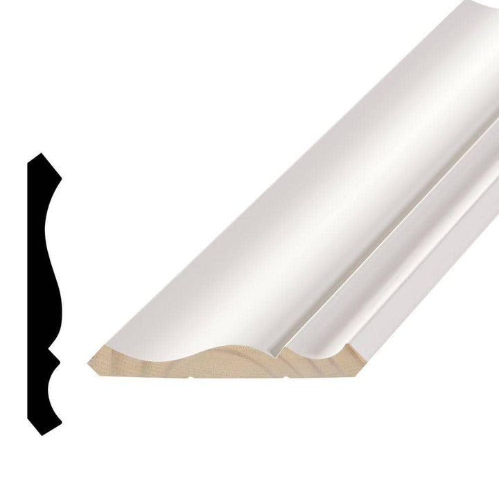 Alexandria Moulding 9/16 in. x 4−5/8 in. Primed Finger Jointed Wood Crown Moulding (Sold by Linear Foot)
