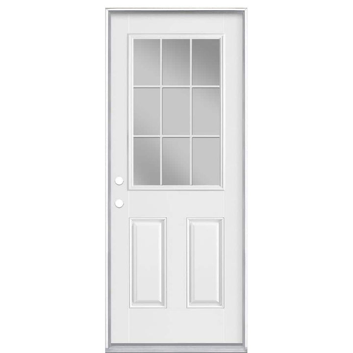 Masonite 32 x 80 in. Right-Hand Inswing 9 Lite Primed Fiberglass Prehung Front Door with No Brickmold