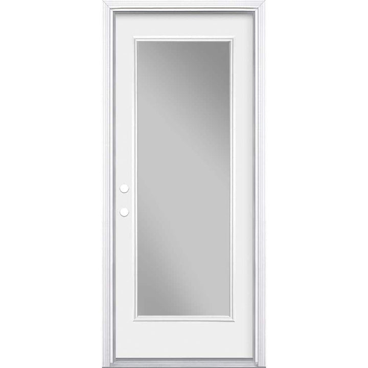 Masonite 32 in. x 80 in. Premium Right-Hand Inswing Full Lite Primed Steel Prehung Front Exterior Door (No Brickmold)