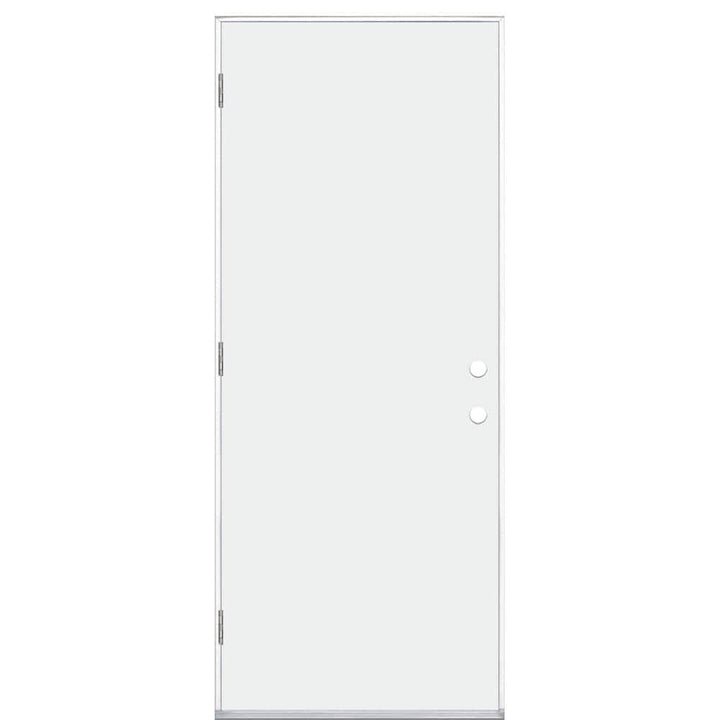 Masonite 32 in. x 80 in. Premium Right-Hand Outswing Flush Primed Steel Prehung Exterior Door, No Brickmold