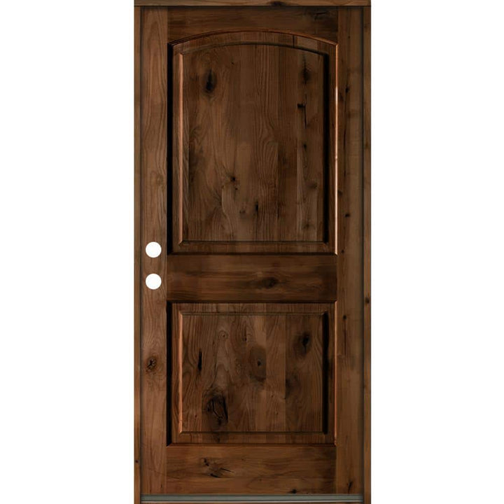 Krosswood Doors 42 in. x 80 in. Rustic Knotty Alder Arch Top Provincial Stain Right-Hand Inswing Wood Single Prehung Front Door