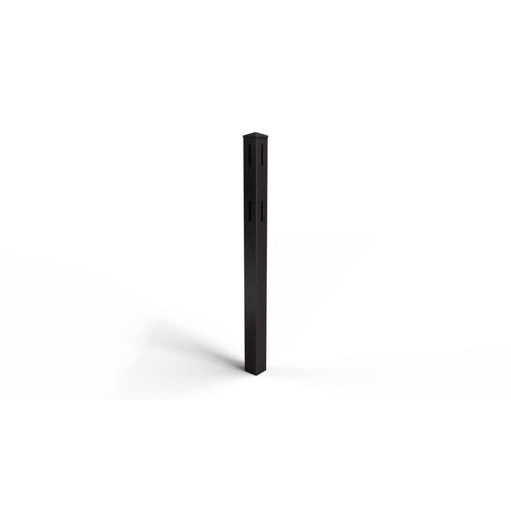 Natures Composites Composite 2-Rail Corner Post with Post Cap for Traditional Ranch Rail System (5 in. x 5 in. x 50 in. L) Raven (Black)