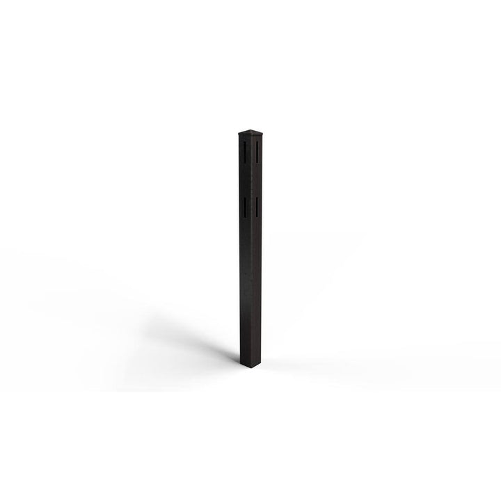 Natures Composites Composite 2-Rail Start/End Post with Post Cap for Traditional Ranch Rail System (5 in. x 5 in. x 50 in. L) Raven (Black)