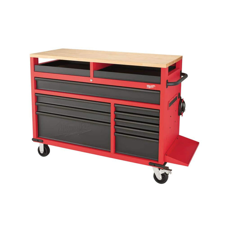 Milwaukee High-Capacity 52 in. 11-Drawer Mobile Workbench with Clamp-Ready Wood Top