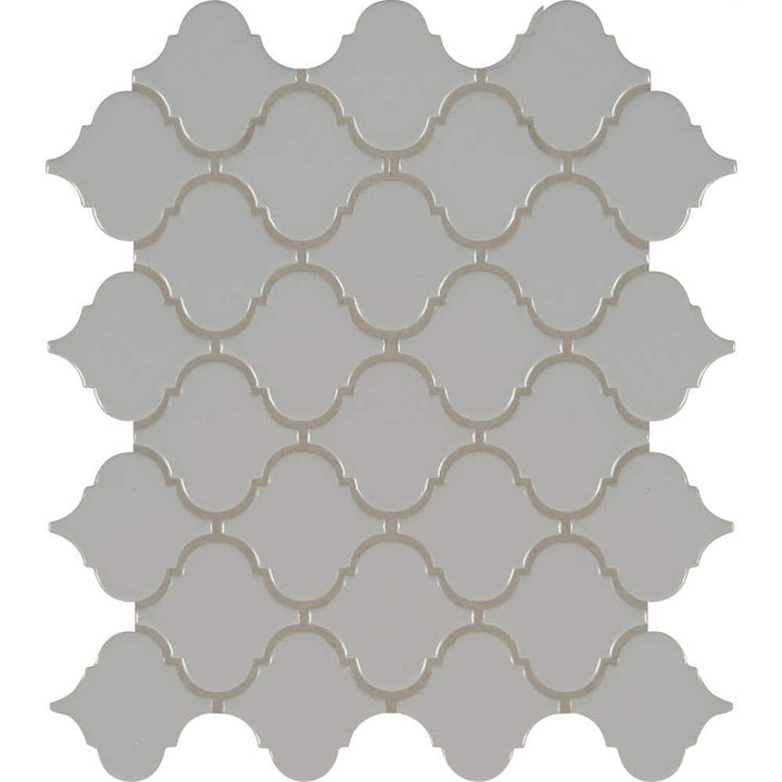 MSI Retro Gray Arabesque 13.19 in. x 11.22 in. x 6mm Glossy Porcelain Mesh-Mounted Mosaic Tile (10.95 sq. ft. / case)