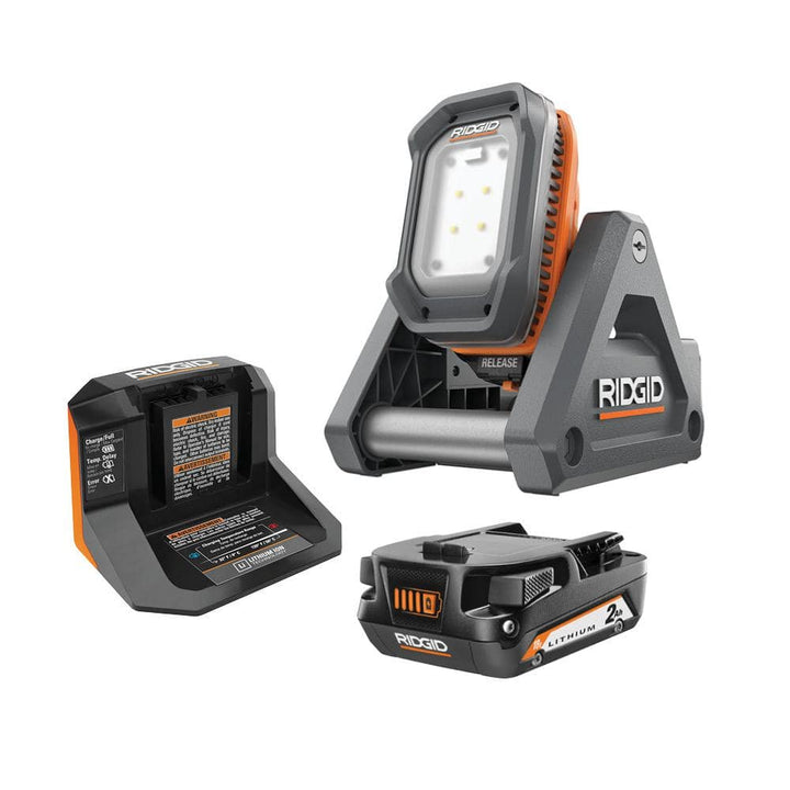 RIDGID 18V Cordless Flood Light with Detachable Light, 1.5 Ah Lithium-Ion Battery