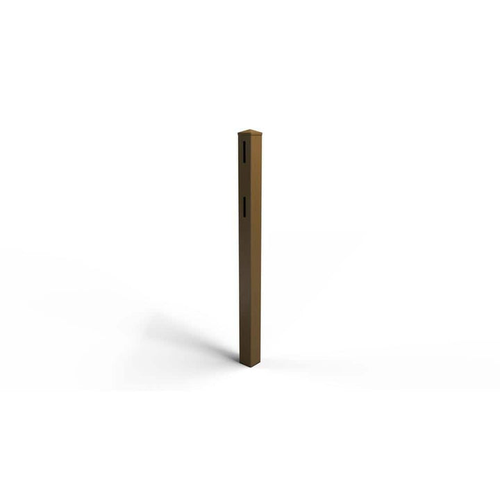 Natures Composites Composite 2-Rail Start/End Post with Post Cap for Traditional Ranch Rail System (5 in. x 5 in. x 50 in. L) Rosewood