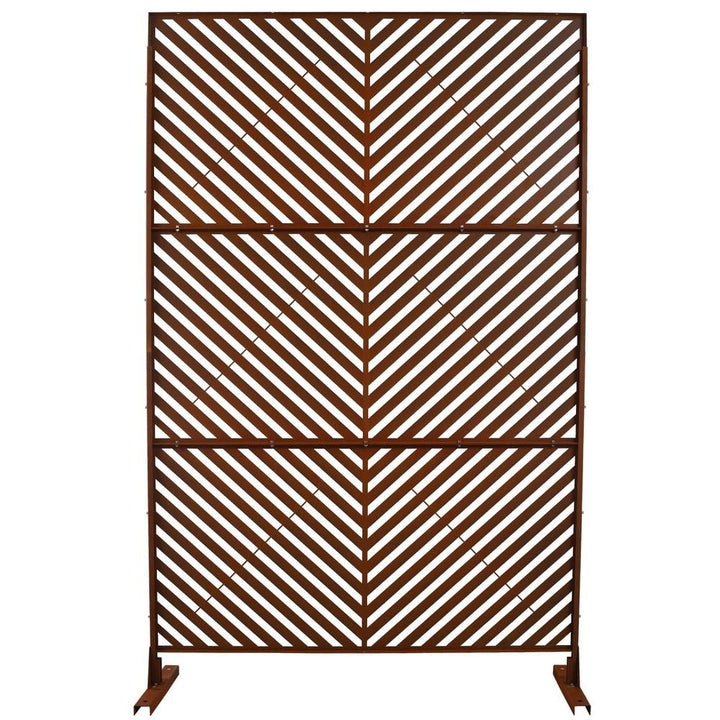 Tidoin 6.3 ft. x 4 ft. Rust Red Steel Freestanding Flat Flat Top Decorative Privacy Screen Metal Fence Panel