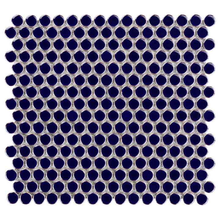 Eden Royal Blue Penny Round Polished Porcelain Mosaic Tile