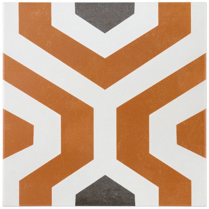 Bond Tile Soumaya Orange Encaustic 9x9 Glazed Porcelain Tile
