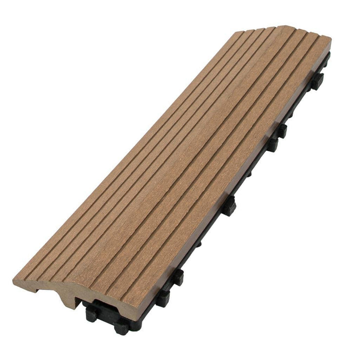 CREATIVE SURFACES 3 in. x 12 in. Composite Deck Tile Edge Trim in Sable (4-Pieces Per Box)