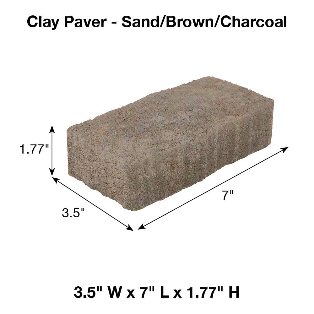 Pavestone Clayton 7 in. L x 3.5 in. W x 1.77 in. H Sand/Brown/Charcoal Blend Concrete Paver