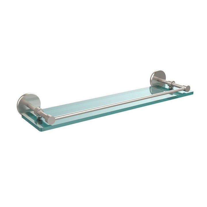 Allied Brass 22 in. L x 3 in. H x 5 in. W Clear Glass Bathroom Shelf with Gallery Rail, Satin Nickel