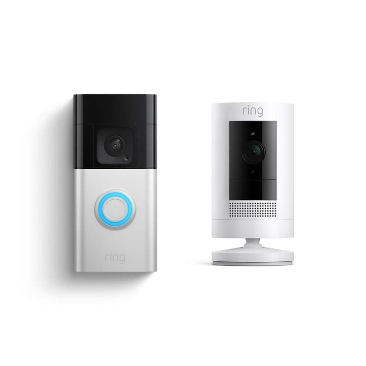 Ring Video-Doorbell Battery Plus with Stick Up Cam Battery, White