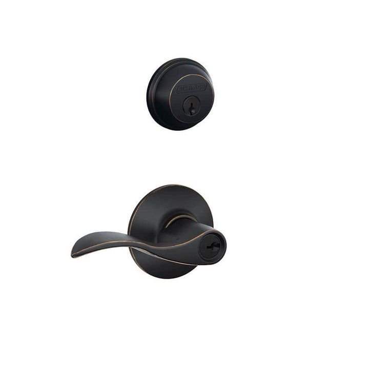 Schlage Accent Aged Bronze Single-Cylinder Deadbolt & Keyed Entry Lever Combo Pack, FB50N V ACC 716