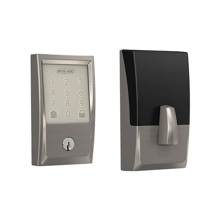 Schlage Century Satin Nickel Electronic Encode Smart WiFi Deadbolt with Alarm