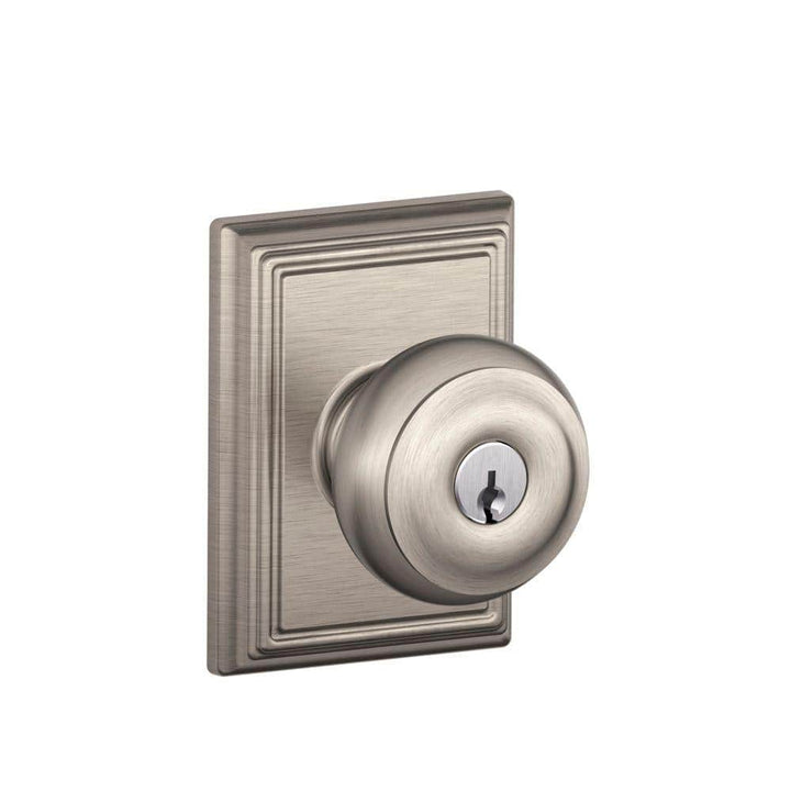Schlage Georgian Satin Nickel Keyed Entry Door Knob with Addison Trim