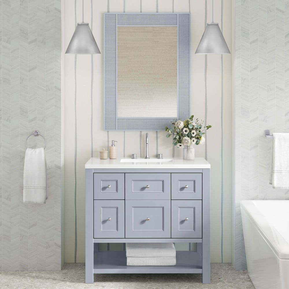 James Martin Vanities Solene 28" x 38" Serenity Blue Vanity Mirror