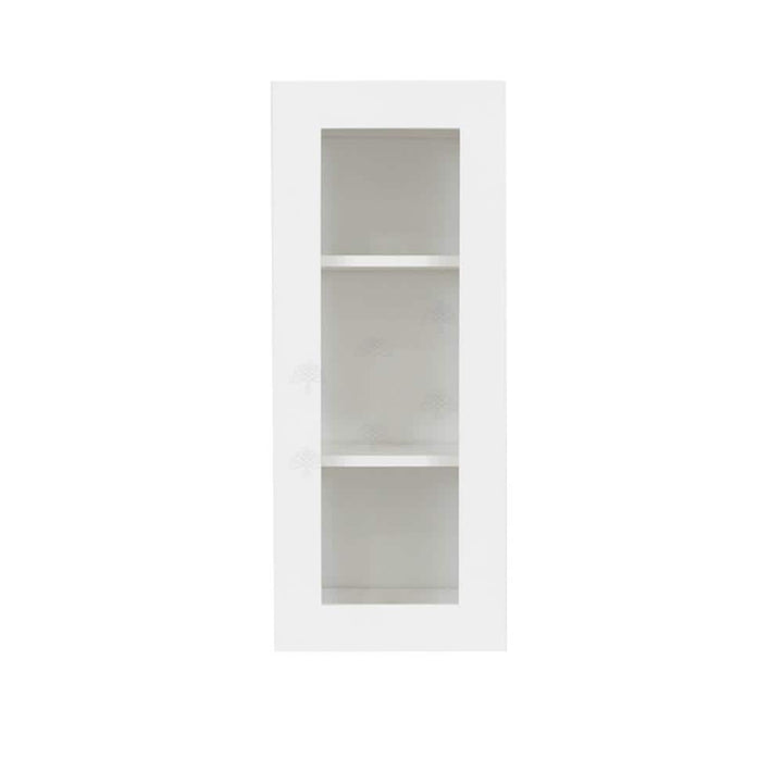 LIFEART CABINETRY Lancaster White Plywood Shaker Stock Assembled Wall Glass Door Kitchen Cabinet 15 in. W x 36 in. H x 12 in. D